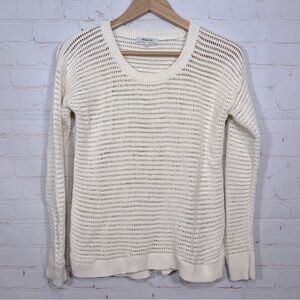 Madewell Sweater Womens Small Ivory Open Knit Pullover High Low Hem